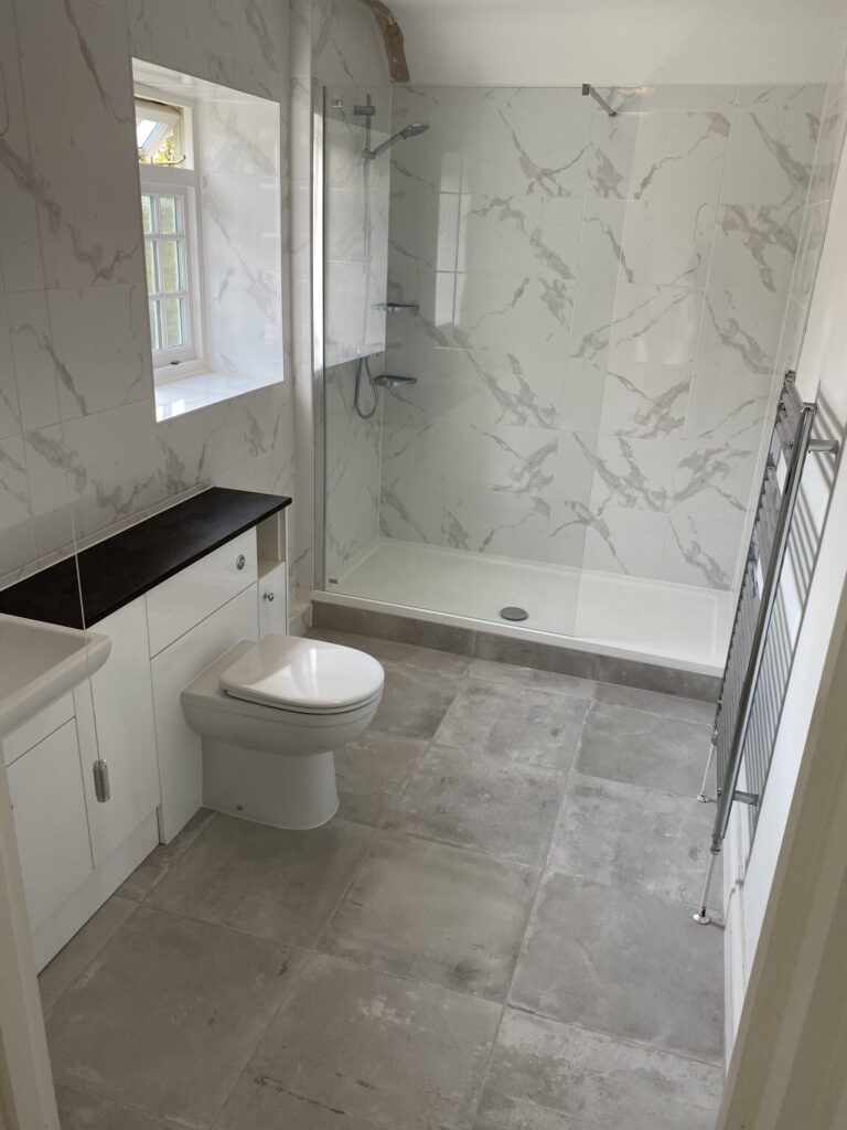 New shower room with towel radiator